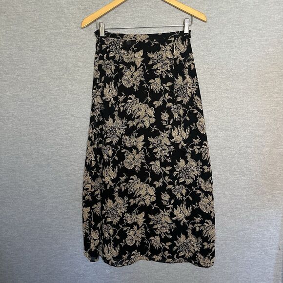 Eddie Bauer Y2K Floral Rayon Midi Tea Skirt Size 6 Dark Romantic Fairy Grunge - Picture 3 of 9